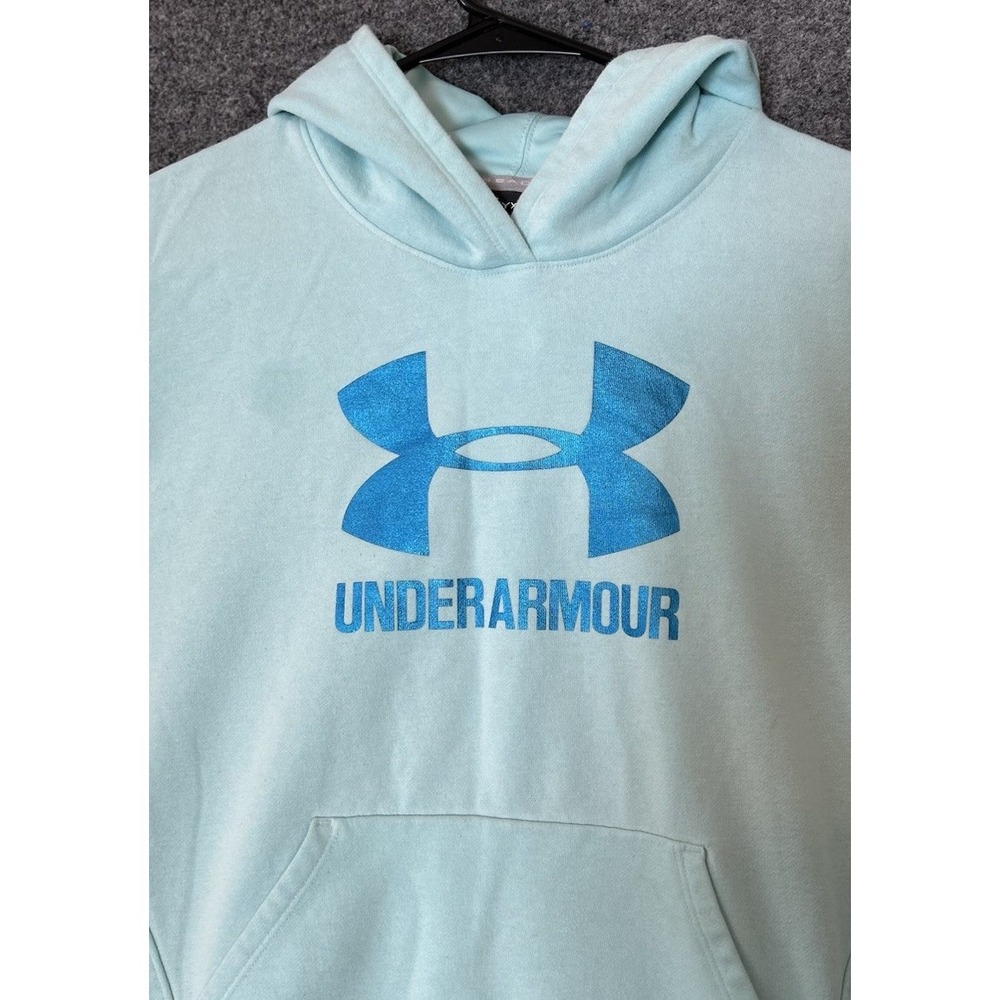 Under Armour Logo Hooded Sweatshirt/Hoodie - Youth XL- Aqua/Lite Blue & Teal